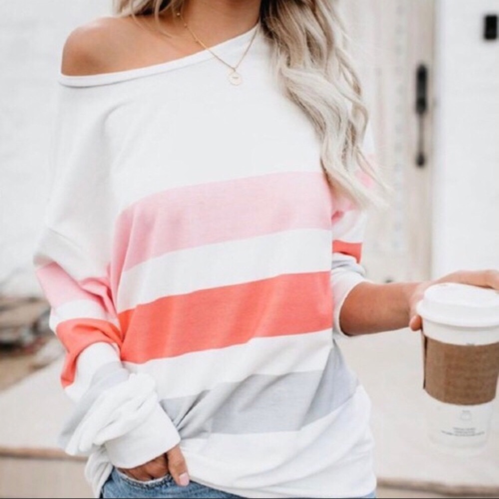 *3 for $30* Lightweight loose fitting striped top